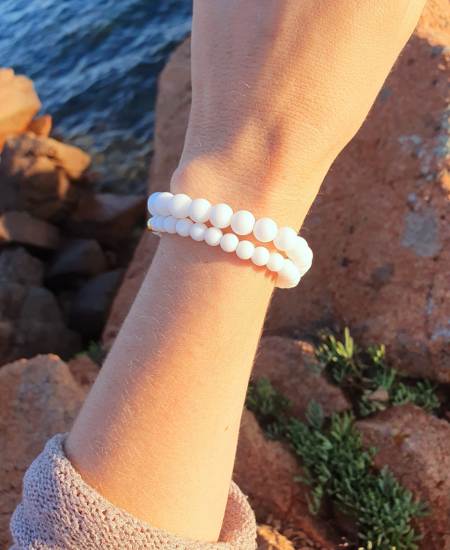 Edelsteinarmband weiße Jade