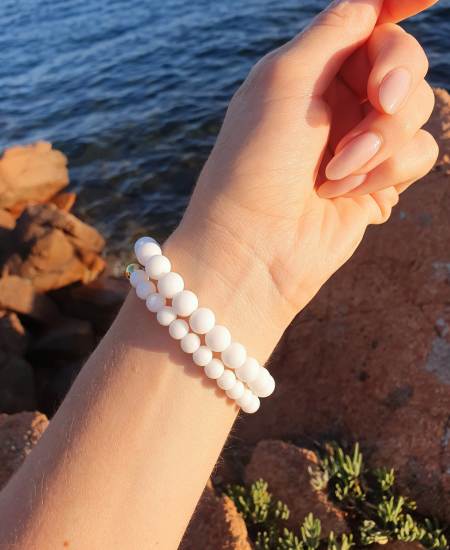 Edelsteinarmband weiße Jade