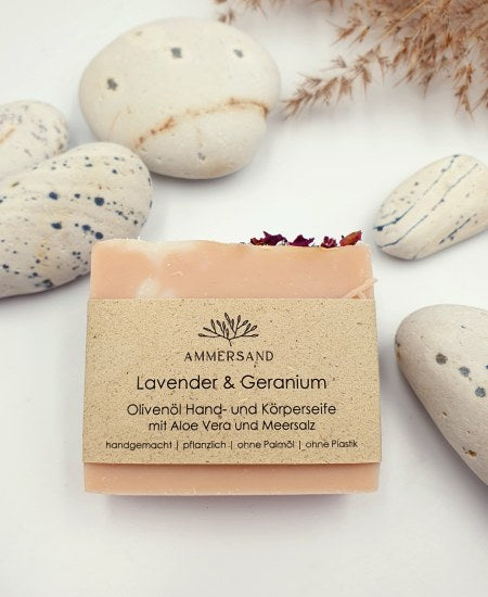 Lavender & Geranium Olivenöl Hand- und Körperseife