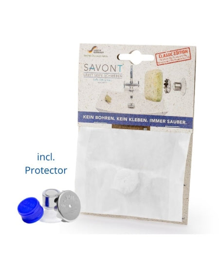 Seifenmagnet mit Saugnapf und zugehöriger Verpackung